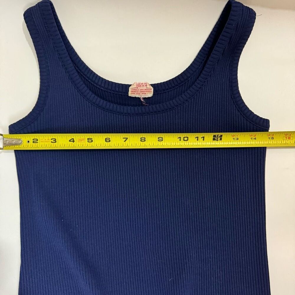 VINTAGE 70s | navy ribbed tank top | Donnkenny | medium - Picture 9 of 10
